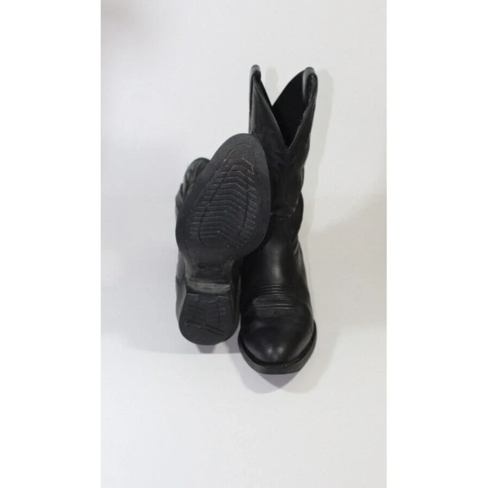 Tony Lama Mens Cowboy Western Boots Black Leather BB2020 Pull On Stitched 9.5 D